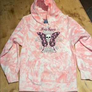 Girls Sz L Free spirit tie dye hooded sweatshirt